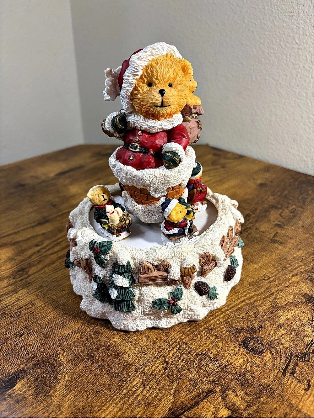 Vintage Christmas Bear Musical Holiday Decor